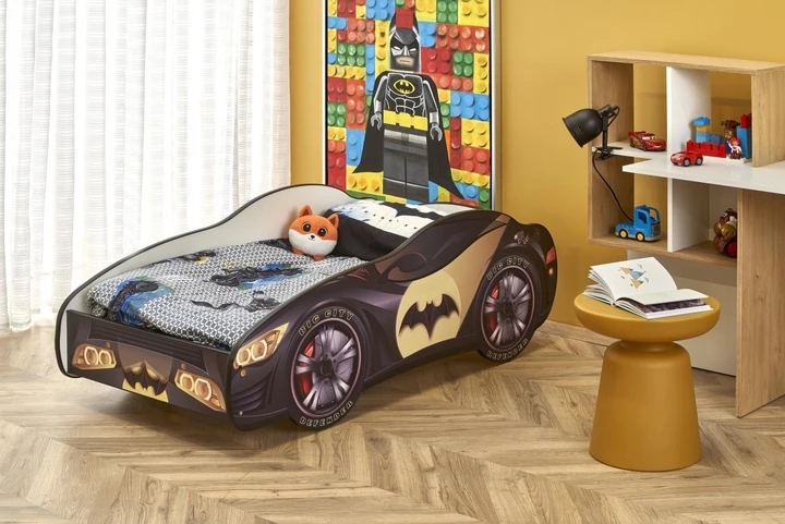 BATMOBIL detská posteľ s matracom a roštom