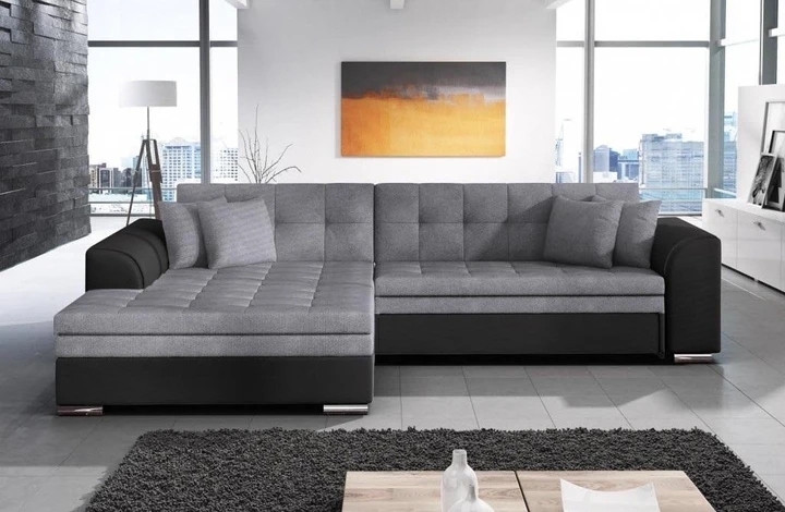 SYDNEY moderná rozkladacia rohová sedačka so širokou leňoškou – bez čalúnenia zadnej strany