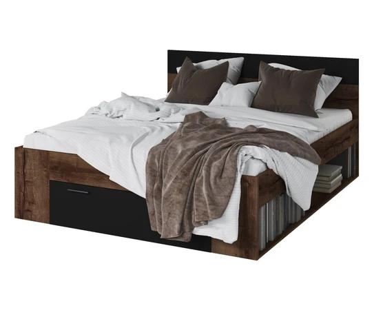 ZUZANA 2 160x200 cm manželská posteľ s úložným priestorom, dekor dub monastery/čierny mat