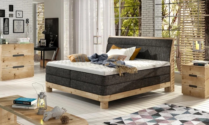 CARILLO 140x200 cm kvalitná boxspring posteľ v drevenom ráme
