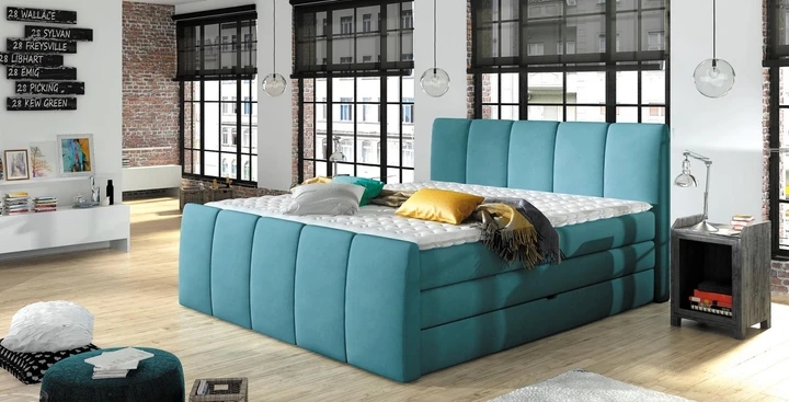 POLO 180x200 cm čalúnená boxspring posteľ s úložným priestorom
