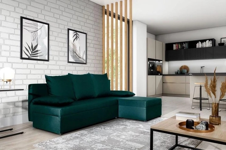 GOMEZ malá rozkladacia rohová sedačka s úložným priestorom