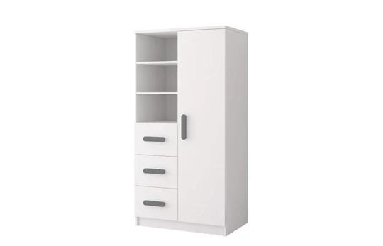 MIKI 80 regál s policami a šuplíky, biely