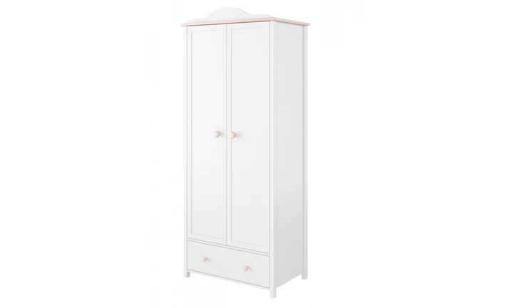 LUNA LN-01 bielo-ružová šatníková skriňa do detskej izby