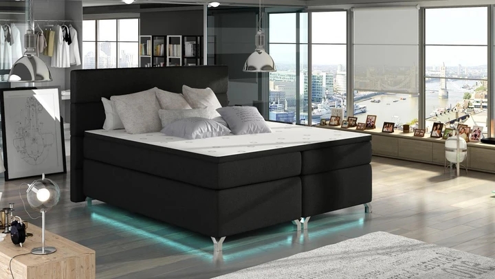 CAVALLI 160x200cm kontinentálna posteľ boxspring s LED osvetlením