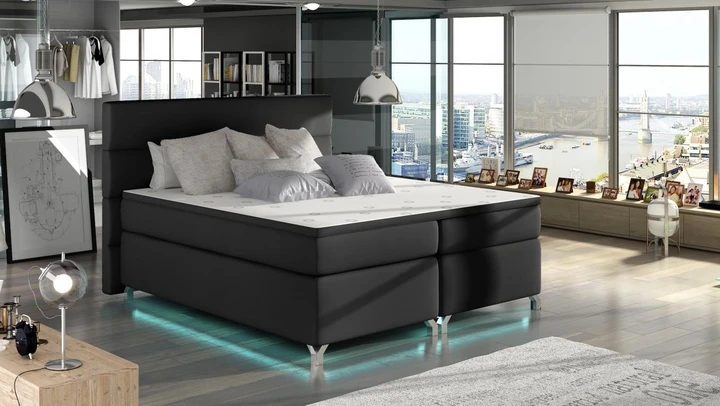 CAVALLI 160x200cm kontinentálna posteľ boxspring s LED osvetlením