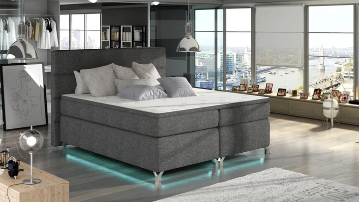 CAVALLI 160x200cm kontinentálna posteľ boxspring s LED osvetlením