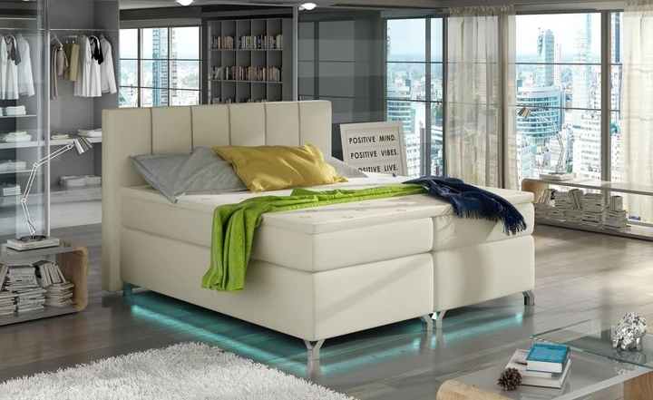 VERDI 160x200 kontinentálne posteľ boxspring s LED osvetlením