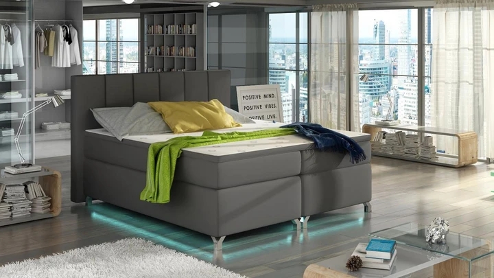 VERDI 160x200 kontinentálne posteľ boxspring s LED osvetlením