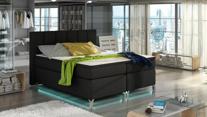 VERDI 160x200 kontinentálne posteľ boxspring s LED osvetlením