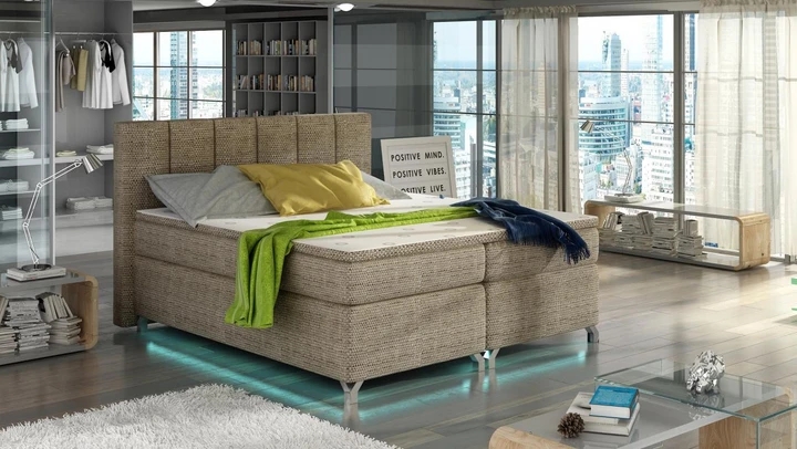 VERDI 180x200 cm kontinentálne posteľ boxspring s LED osvetlením
