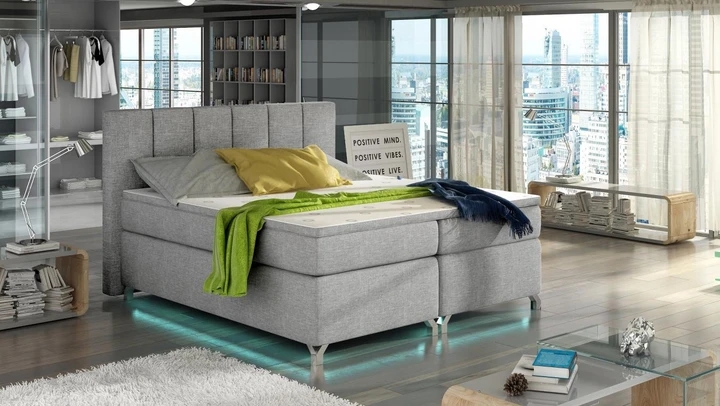 VERDI 180x200 cm kontinentálne posteľ boxspring s LED osvetlením
