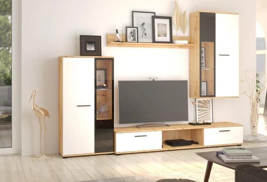 CAROL IV obývacia stena, biela/dub artisan