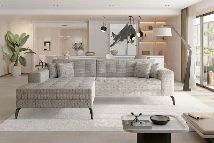 NANTES moderná rozkladacia rohová sedačka so širokou leňoškou