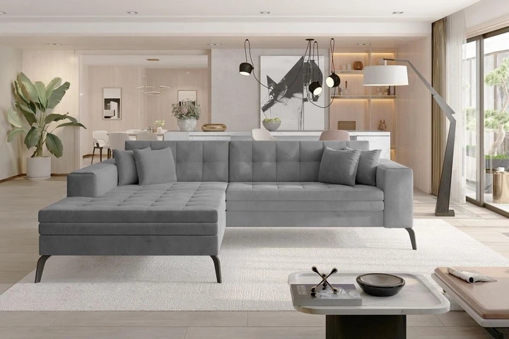 NANTES moderná rozkladacia rohová sedačka so širokou leňoškou