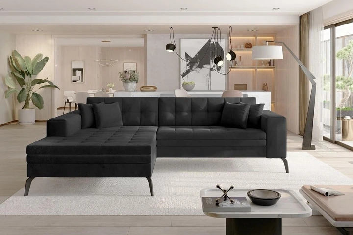 NANTES moderná rozkladacia rohová sedačka so širokou leňoškou