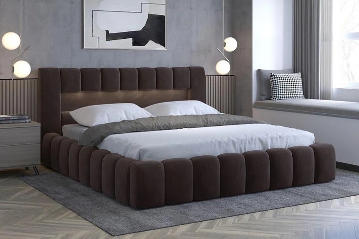 EGON 140x200 elegantná čalúnená posteľ s kovovým roštom