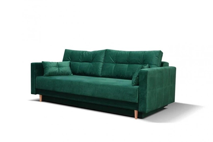 MILA rozkladacia pohovka s úložným priestorom v škandinávskom štýle, zelená