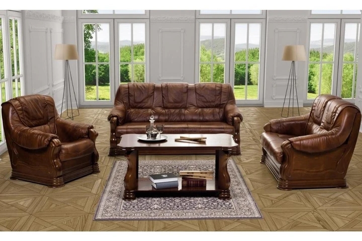 PATRICIE rustikálna sedacia súprava 3+2+1 v pravej koži - bez rozkladu