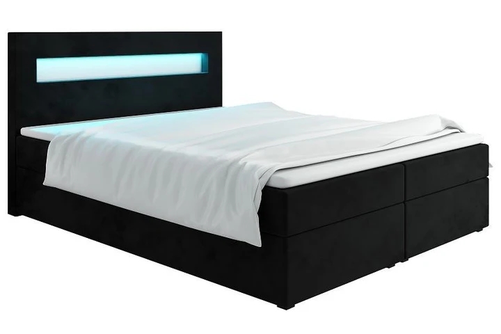 MALONE 160x200 cm kontinentálna posteľ boxspring s LED osvetlením
