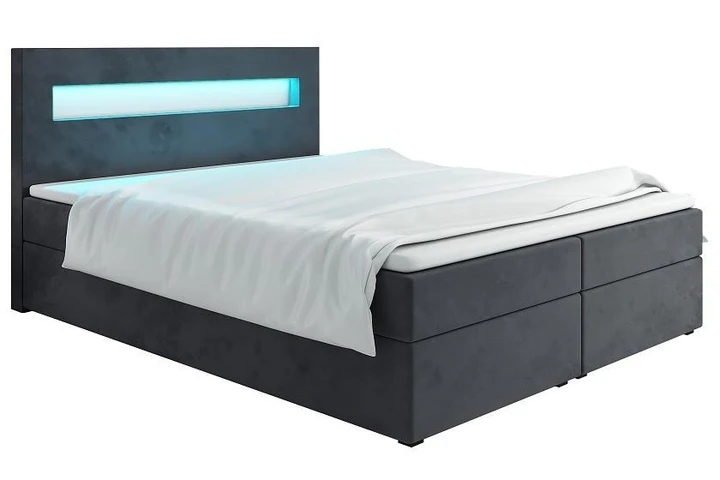 MALONE 160x200 cm kontinentálna posteľ boxspring s LED osvetlením