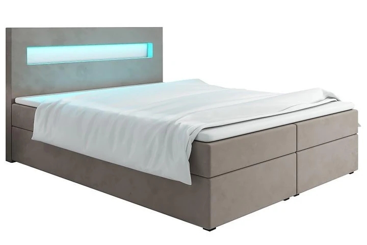 MALONE 160x200 cm kontinentálna posteľ boxspring s LED osvetlením