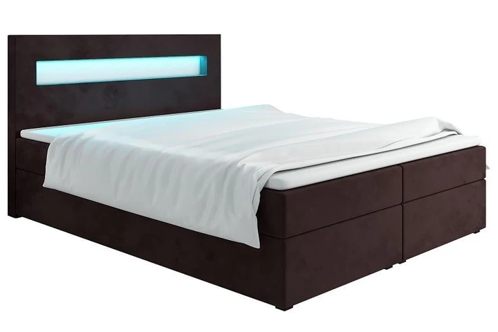MALONE 160x200 cm kontinentálna posteľ boxspring s LED osvetlením