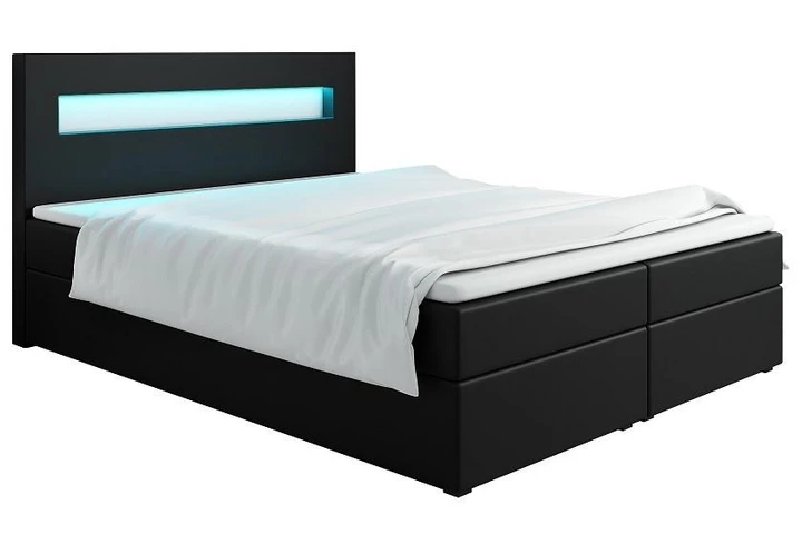 MALONE 160x200 cm kontinentálna posteľ boxspring s LED osvetlením