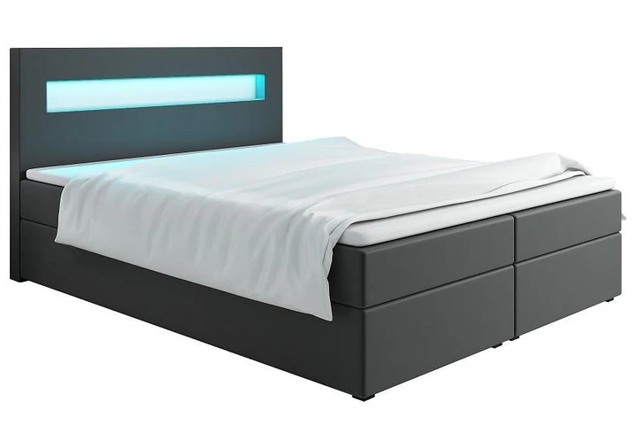MALONE 160x200 cm kontinentálna posteľ boxspring s LED osvetlením