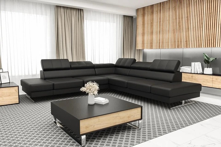 SKIEN MAX luxusná sedacia súprava s nastaviteľnými opierkami hlavy v pravej koži