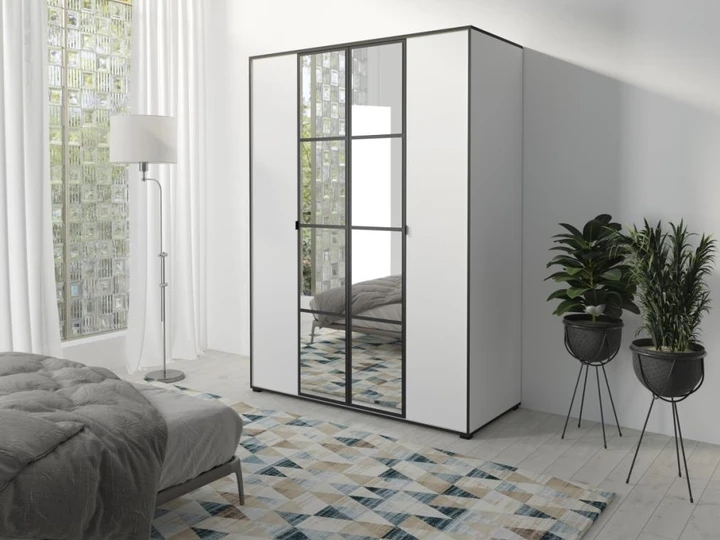 SOLNA šatníková skriňa 150, biela/čierna