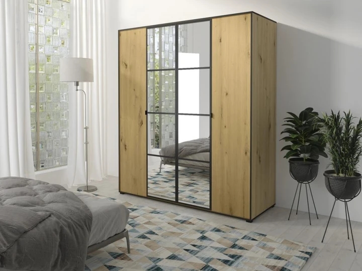 SOLNA šatníková skriňa 180, dub artisan/čierna