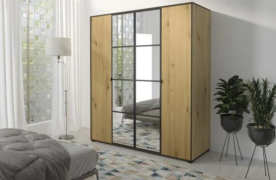 SOLNA šatníková skriňa 180, dub artisan/čierna