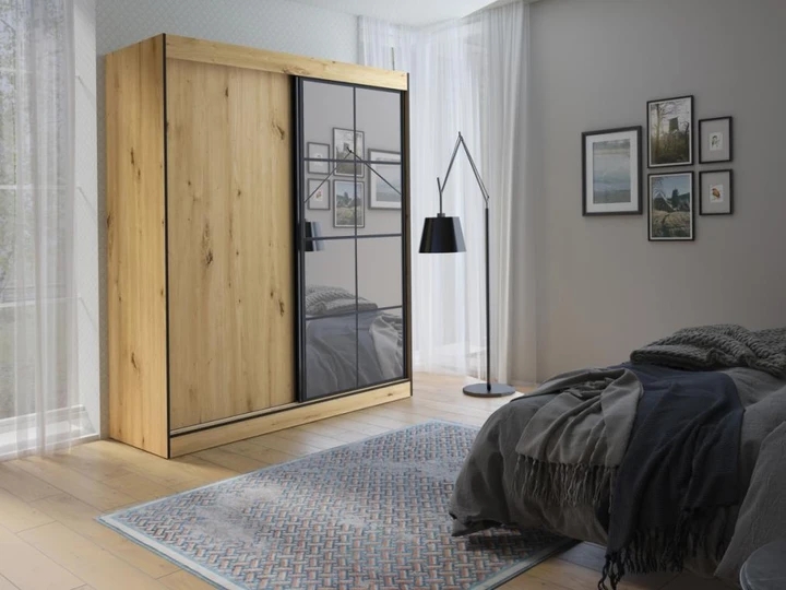 SOLNA II šatníková skriňa 180, dub artisan/čierna