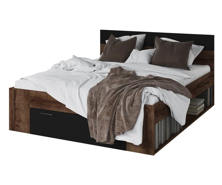 ZUZANA 2 180x200 cm manželská posteľ s úložným priestorom, dekor dub monastery/čierny mat