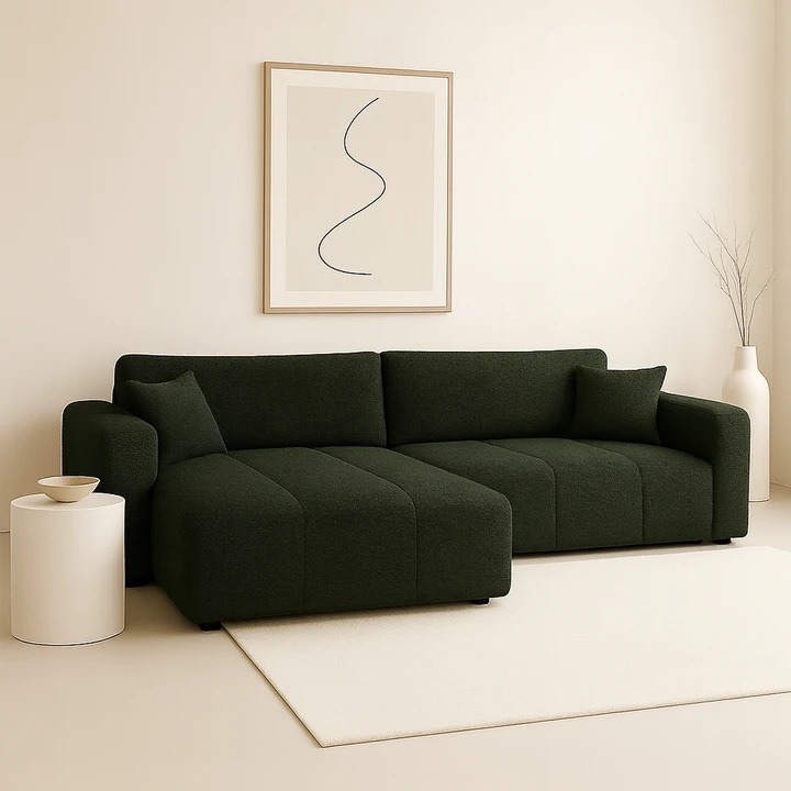 BIANCA rozkladacia rohová sedacia súprava s úložným priestorom - zelená