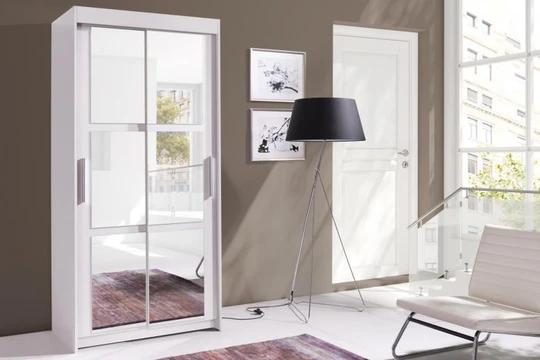 EVITA šatníková skriňa so zrkadlom, biela