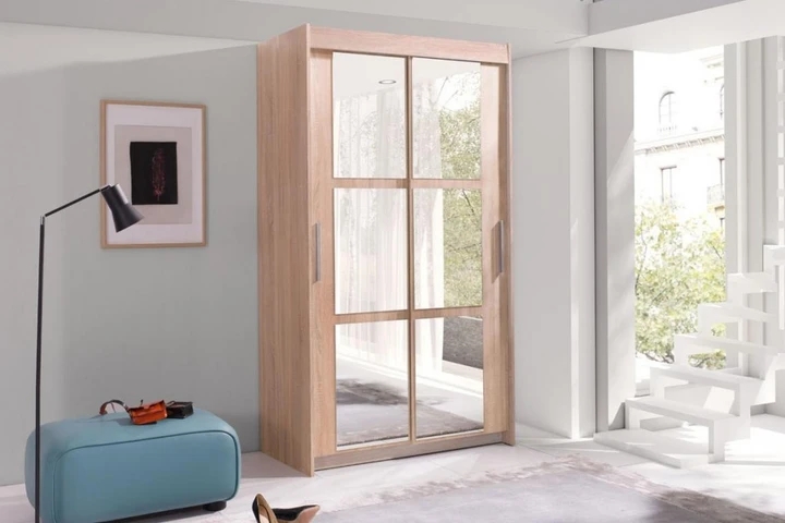 EVITA šatníková skriňa so zrkadlom, dub sonoma